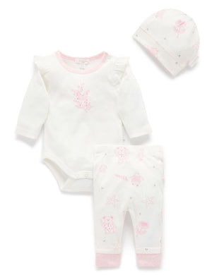 Purebaby White and Pink 3 Piece Organic Set