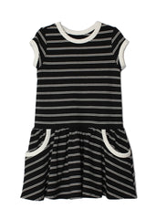 Maple & Honey Girls Black and White Striped Dress