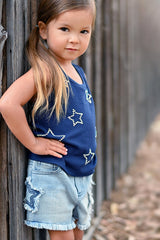 Baby Sara Stone Washed Denim Shorts with Star Trim