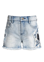 Baby Sara Stone Washed Denim Shorts with Star Trim