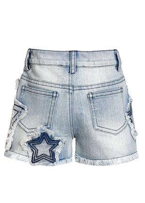 Baby Sara Stone Washed Denim Shorts with Star Trim