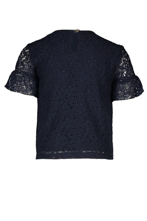 Le Chic Navy Floral Lace Blouse