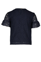 Le Chic Navy Floral Lace Blouse