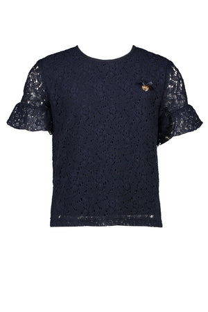 Le Chic Navy Floral Lace Blouse