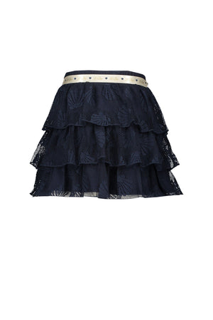 Le Chic Blue Navy Seashell Lace Skirt