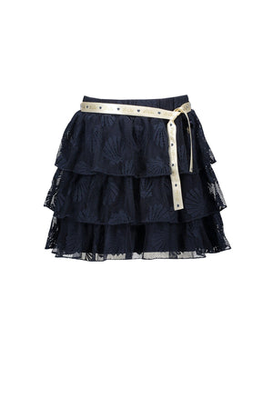 Le Chic Blue Navy Seashell Lace Skirt