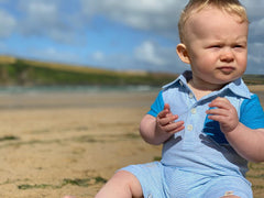 Me & Henry Blue and White Micro Stripe Playsuit