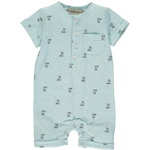 Me & Henry Aqua Dog Print Short Sleeve Playsuit