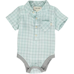 Me & Henry Aqua Plaid Short Sleeve Bodysuit