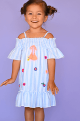 Baby Sara Off Shoulder Striped Dress