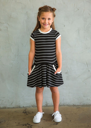 Maple & Honey Black and White Striped Dress