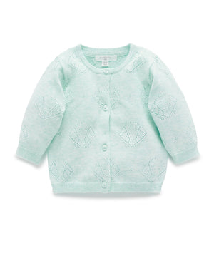 Purebaby Sea Green Seashell Organic Cotton Cardigan