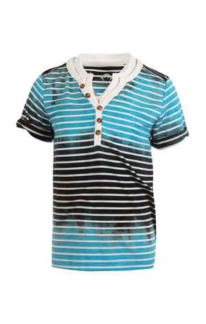 Appaman Hilltop Cyan Striped Tie Dye Henley