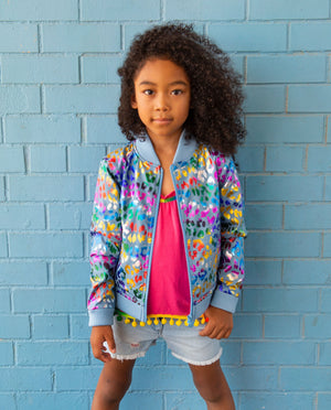 Appaman Nikki Rainbow Cheetah Print Bomber Jacket